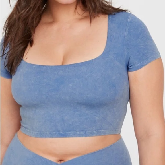 aerie Tops - OFFLINE By Aerie Real Me Square Neck T-Shirt Marble Blue Size XL